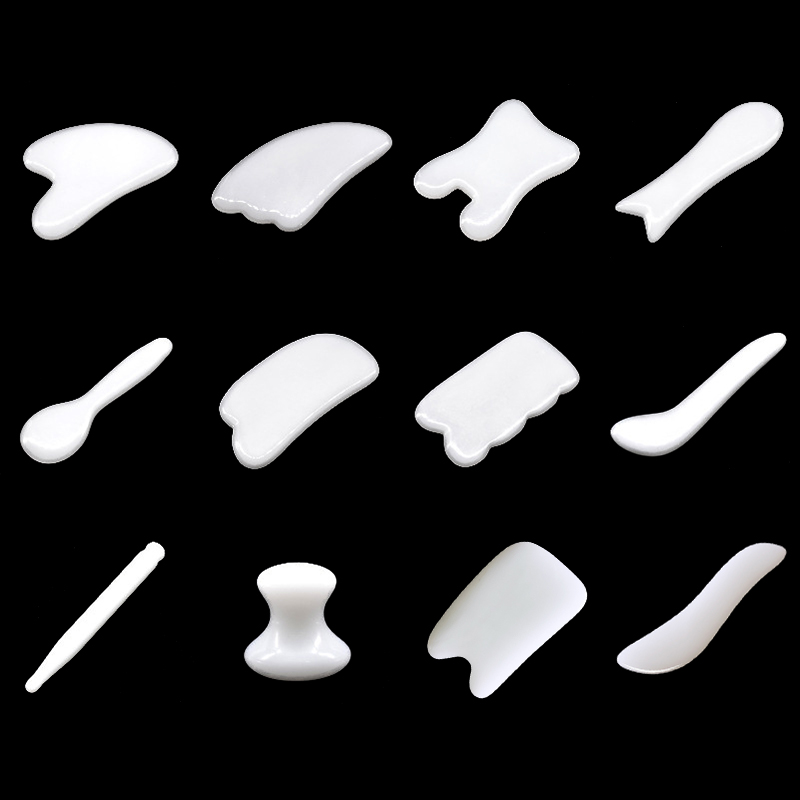 Jade Gua Sha Tool - Натуральный белый нефрит Gua Sha доска