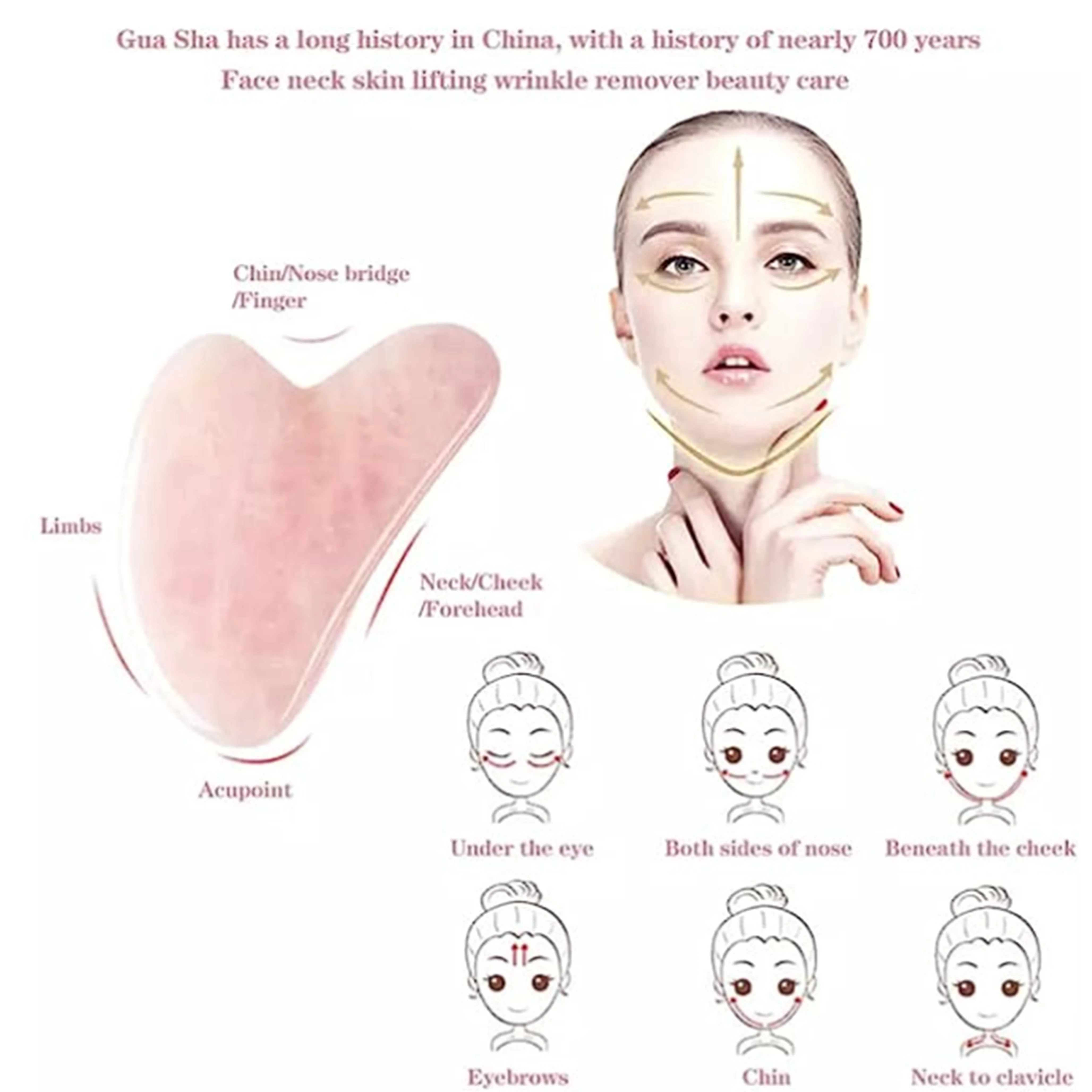 Массажер для лица из розового  – обзор и цена Jade Gua Sha Tool