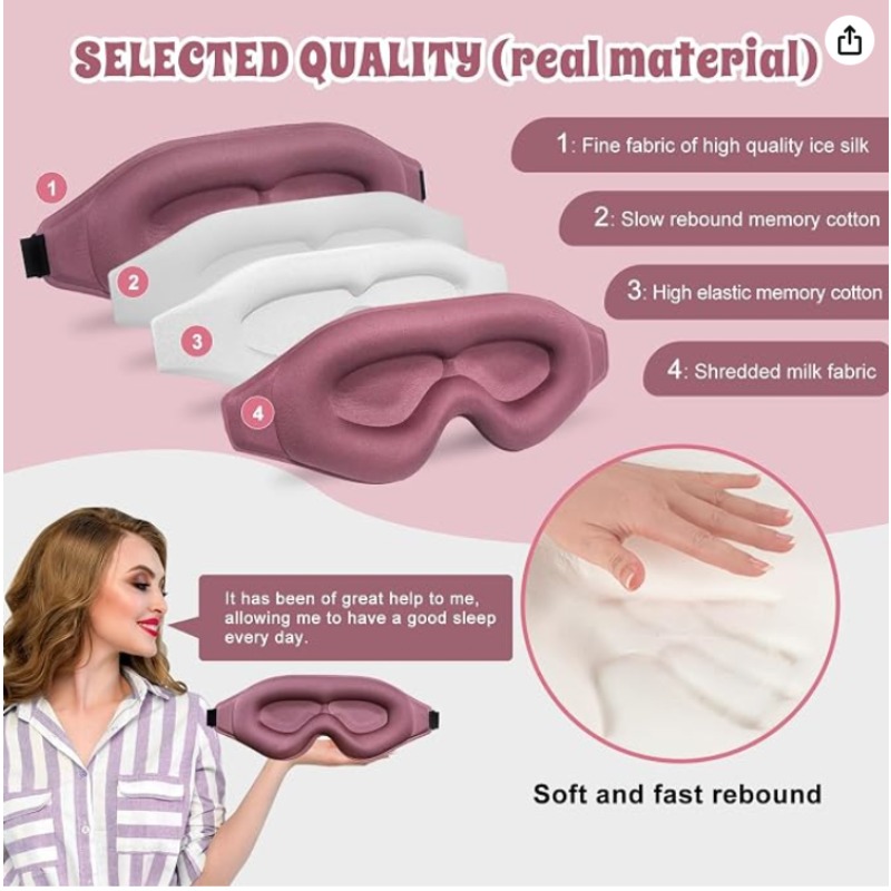 2 упаковки 3D-масок для сна, у – обзор и цена Sleep Eye Mask 3D